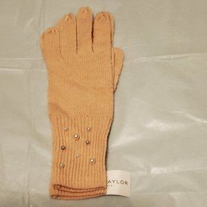 Ann Taylor Pearl Embellished Pink Gloves NWT